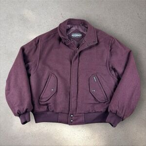 Vintage Members Only Wool Bomber Jacket Sz 46 (L/XL) Burgundy Wine 90s